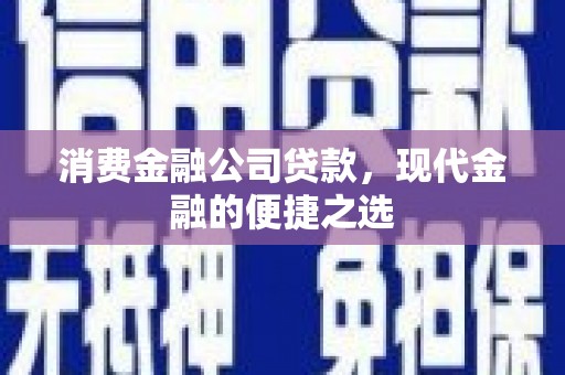 四会消费金融公司贷款，现代金融的便捷之选