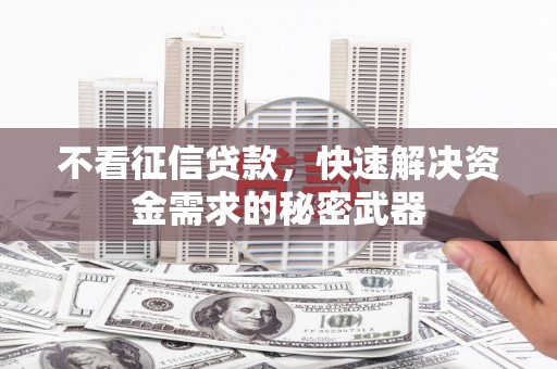 四会不看征信贷款，快速解决资金需求的秘密武器