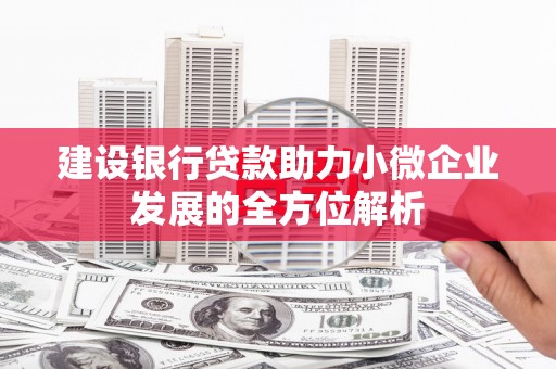 四会建设银行贷款助力小微企业发展的全方位解析
